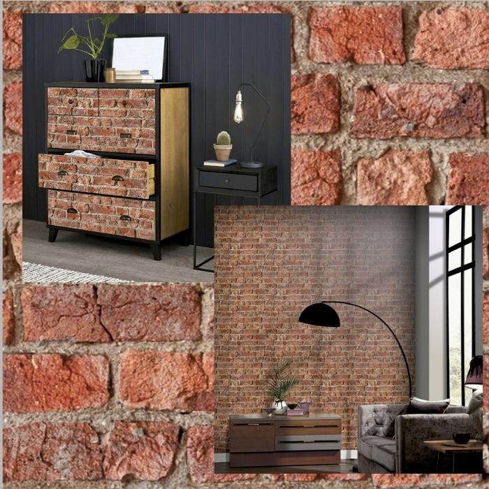 Self Adhesive Brick Wall Wallpaper. Red brick peel and stick wallpaper. No paste required wallpaper