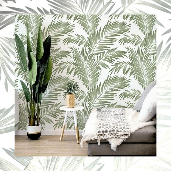 Sticky Back Wallpaper. Palm self Adhesive Wallpaper. Green Palm Leaf Wallpaper