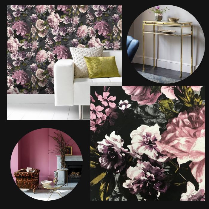 Large Bloom Wallpaper Black Pink