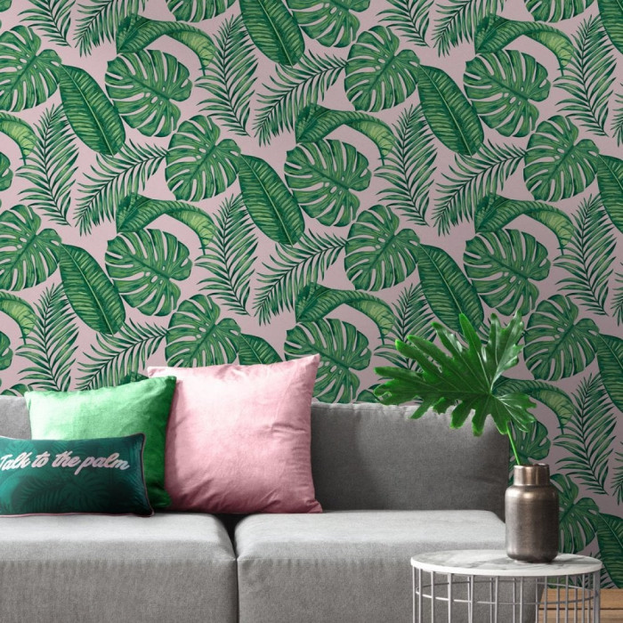 Skinnydip Dominica Palm Wallpaper Pink Green