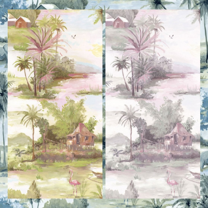 Tropical Toile De Jouy Wallpapers Cheap Wallpaper Sale Discount.