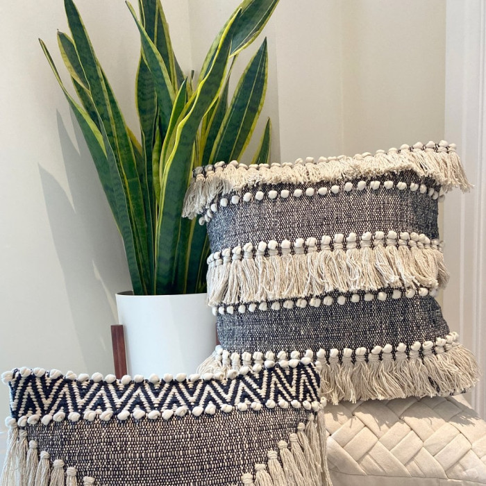 Black Fringe Cushions