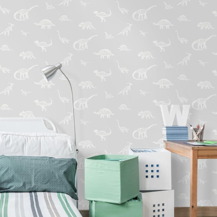 Roarsome! Wallpaper in Navy and White