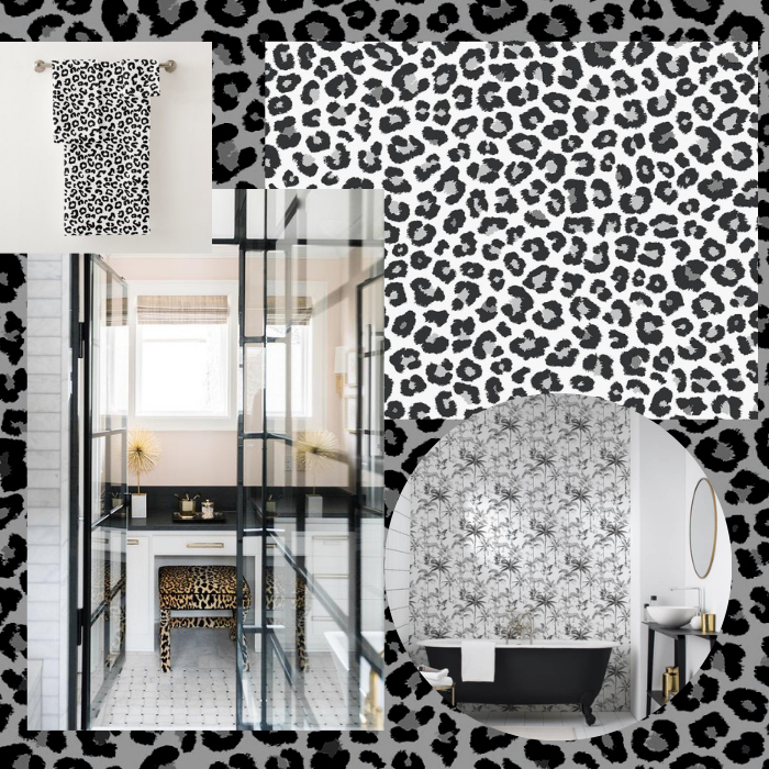 Leopard Print Wallpaper Black Silver