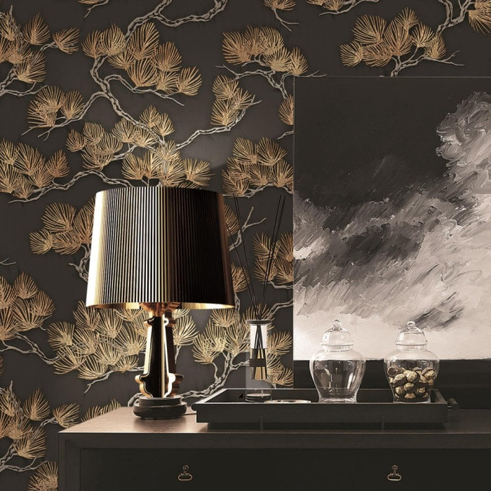 Black Gold Copper Wallpaper Living Room, Bedroom Design ID Wallpaper