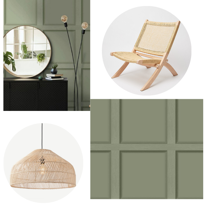 Sage green olive modern wood panel wallpaper
