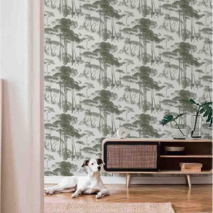 Green Tree mural wallpaper painted 