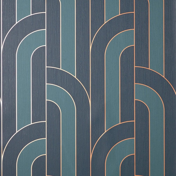 Large Scallop Scalloped Wallpaper Navy Blue