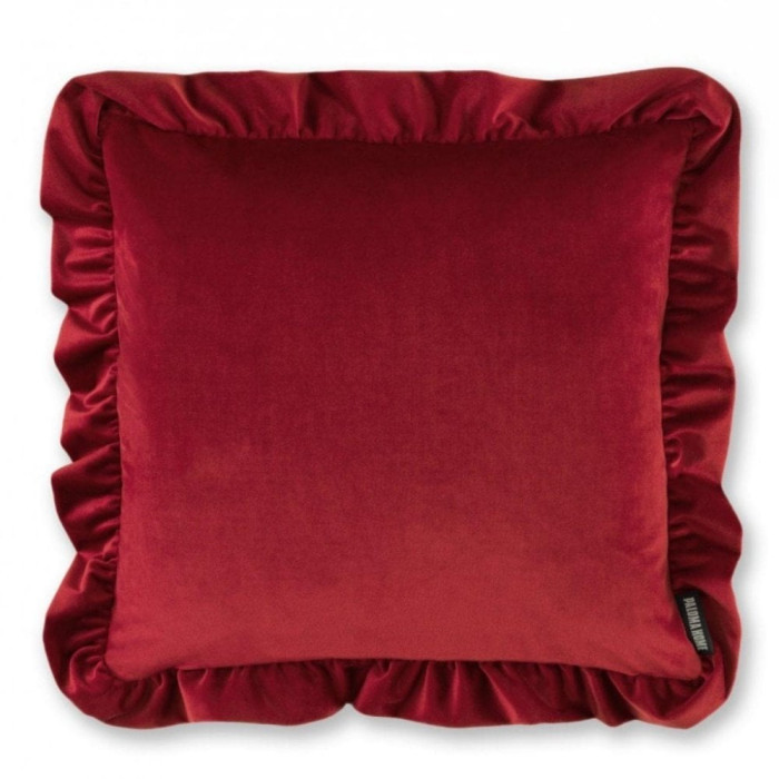 Red Ruffle Cushion Paloma Faith Velvet