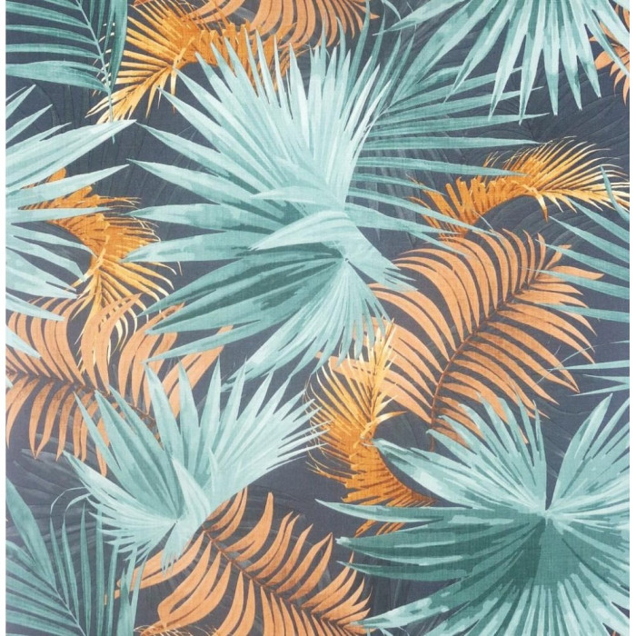 Navy And Orange Palm Print Wallpaper