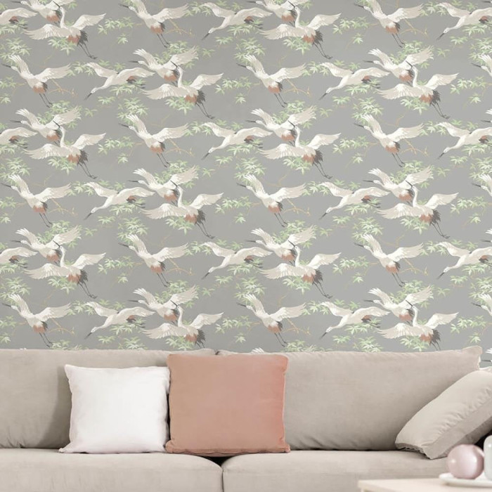 Grey living room wallpaper