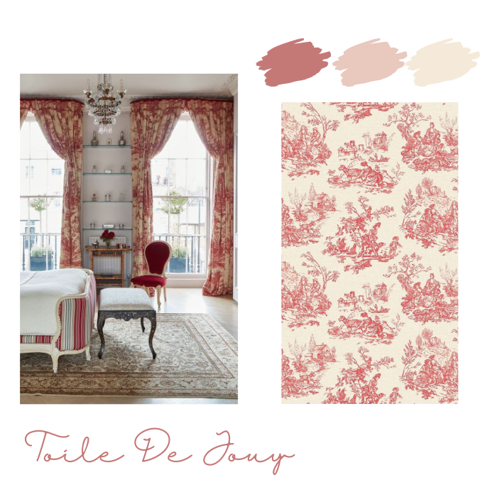 Red Toile De Jouy Wallpaper 