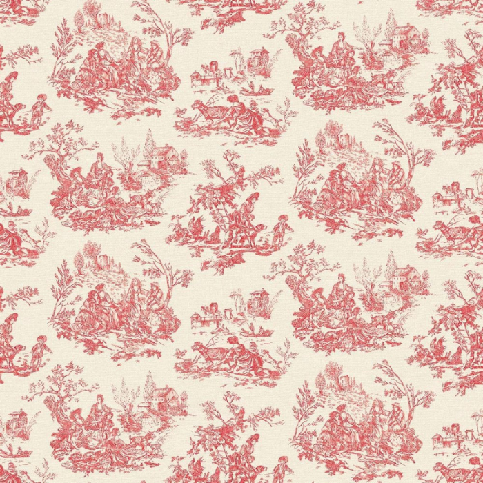 Red Toile De Jouy Wallpaper from Wallpapershop.co.uk