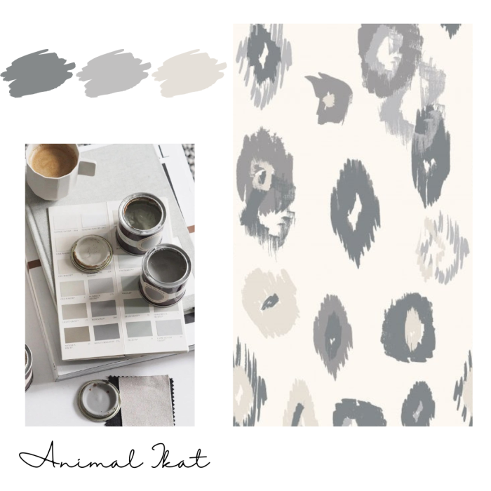 Animal Ikat in Grey 