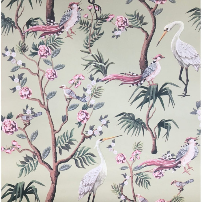 Sage Green Mint Chinoiserie Wallpaper