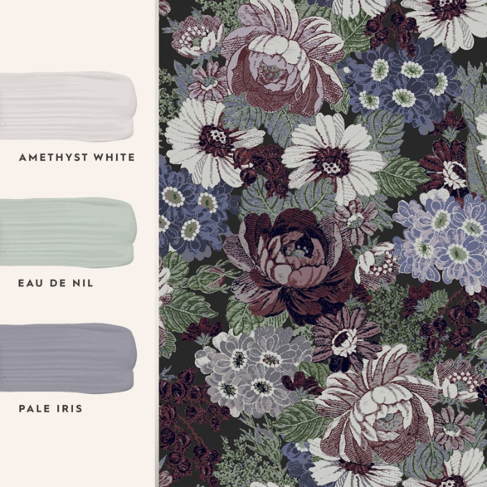 Laura Ashley Honnington Peonies Wallpaper Purple Lilac Plum Berry
