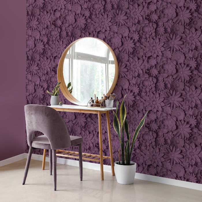 Dress room wallpaper floral berry plum purple lilac wallpaper