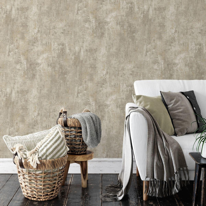 Cove Natural Wallpaper. Concrete textured wallpaper natural, neutral brushed concrete 