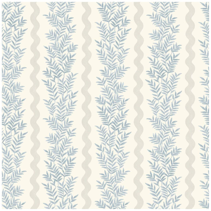 Scalloped Wallpaper in blue and off white
