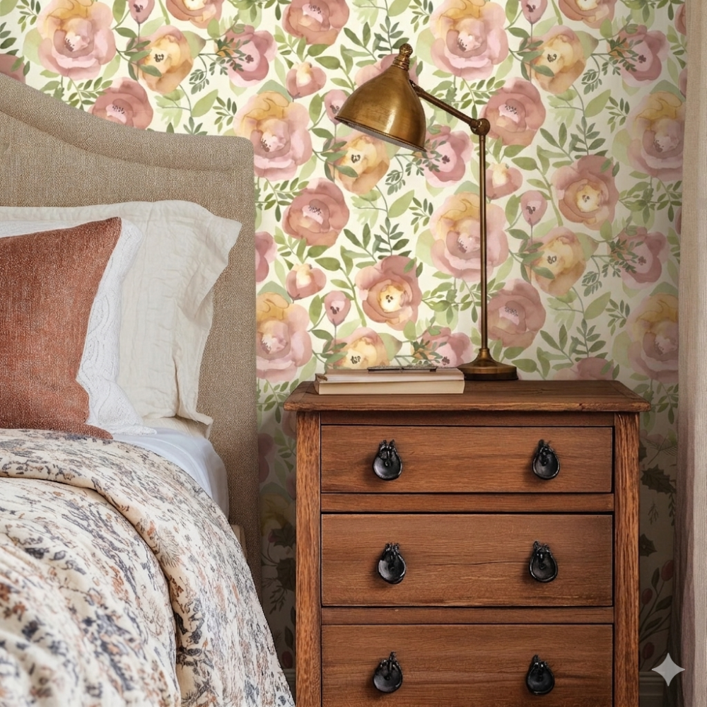 Bright floral wallpaper