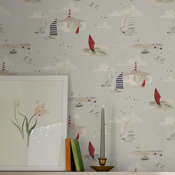 Coastal Boats Langham White Wallpaper S Allport