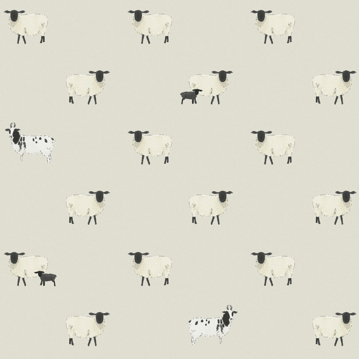 Sheep Off White Wallpaper