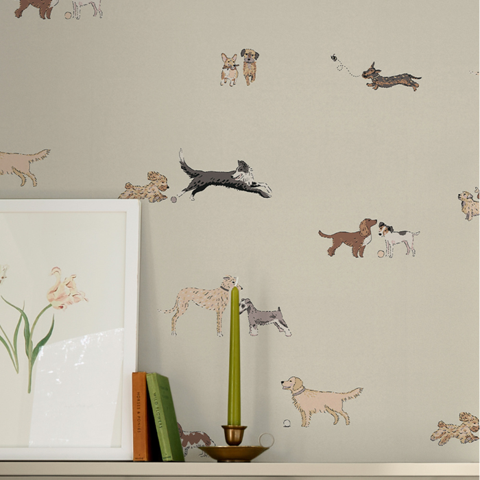 Doggy Daycare Off-White Wallpaper By Sophie Allport